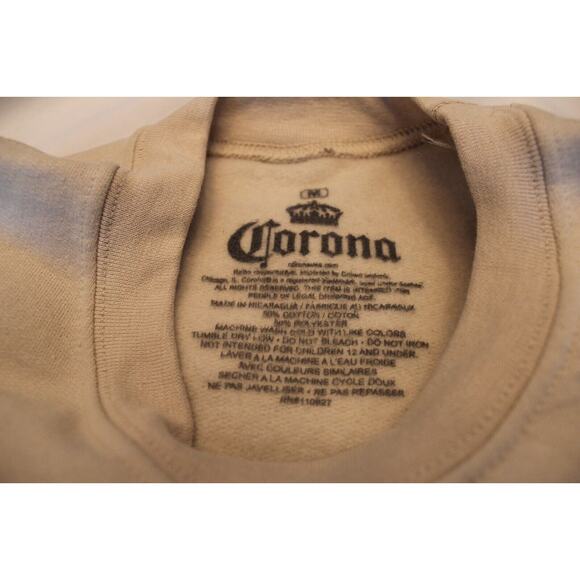 Corona Extra Cerveza Pullover Sweatshirt Mens Medium Authentic New NWOT Tan - Picture 3 of 4